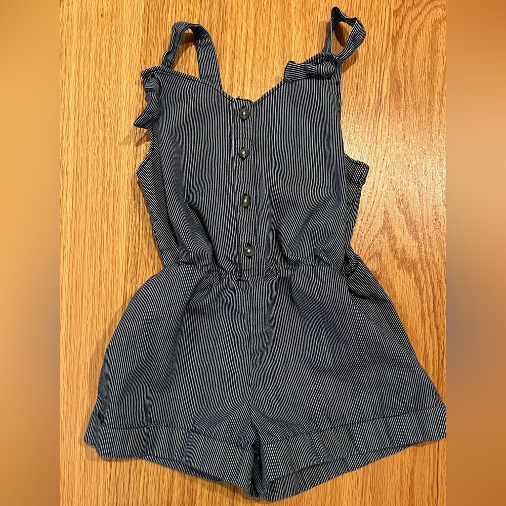 Tea collection one piece coverall, railroad stripe.